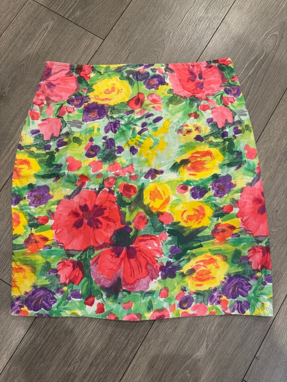 Paul et Duffier Watercolor Floral Pencil Skirt — Size 8